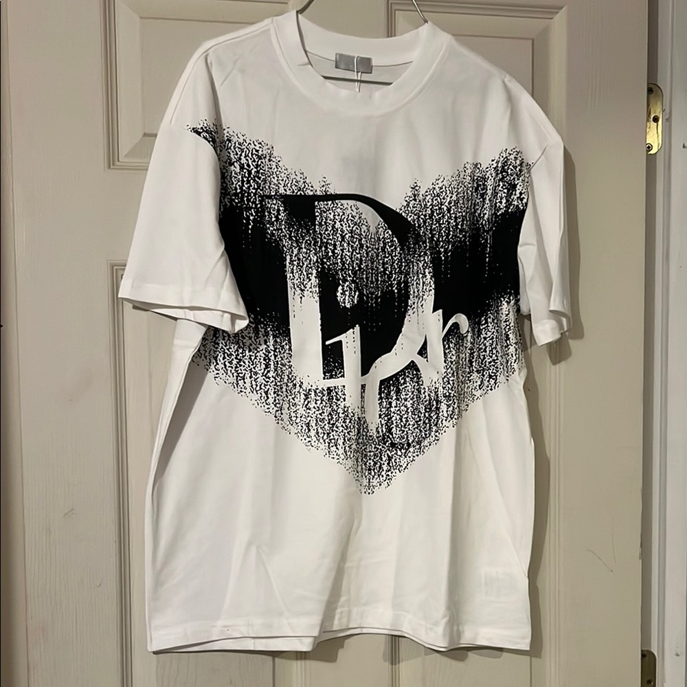 White Graphic T-Shirt with Black Design